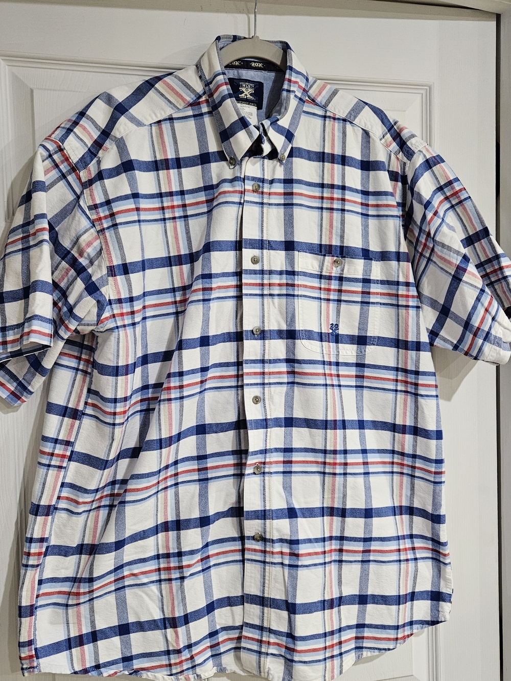 Wrangler 20X Men's XL Comfort Western Button Shirt Plaid Multicolor Short Sleeve